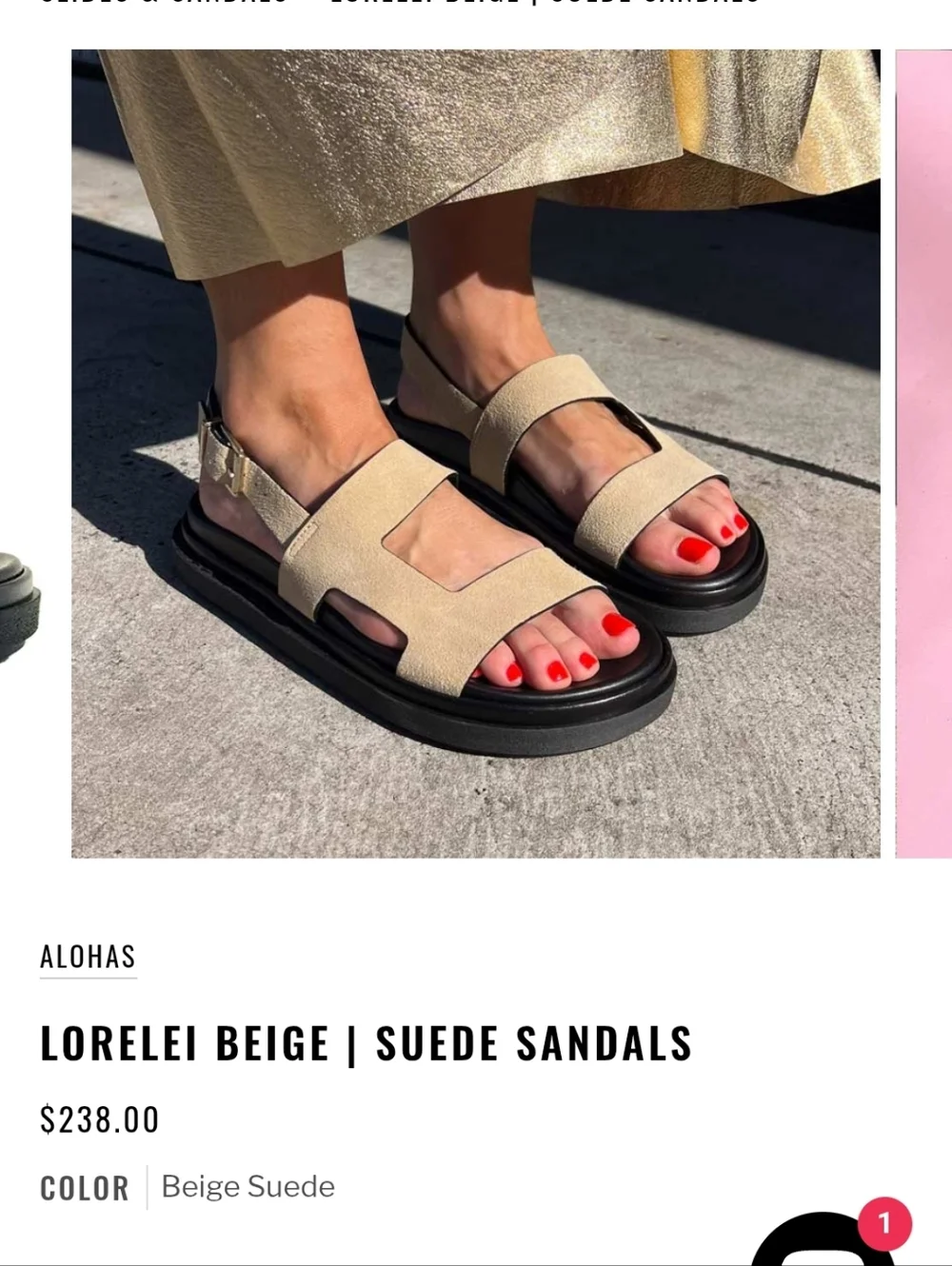 ALOHAS Beige Suede Platform Sandals - Picture 2 of 10